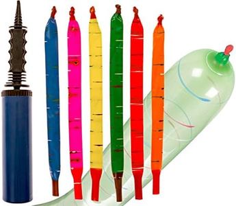 IMPRESA [100 Pack] Rocket Balloons Plus 1 Easy-To-Use Pump - Party Pack, No Need for A Refill - Watch Each Screaming Balloon Rocket to the Sky! (Pump Color May Vary)