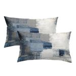 Britimes Throw Pillow Covers Modern Home Art Decor, 12 x 20 Inches Set of 2 Pillow Cases Decorative, Abstract Oil Painting Pillowcases for Bedroom, Living Room, Blue White