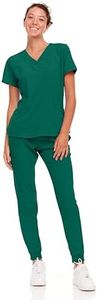 Natural Uniforms Womens' Cool 4-Way Stretch Jogger Scrub Set (True Hunter Green, Medium)