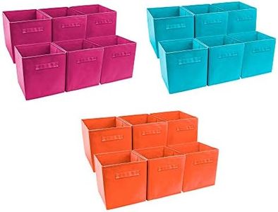 Sorbus Foldable Storage Cube Basket Bin - Great for Nursery, Playroom, Closet, Home Organization (Aqua, Pink, Orange, 18 Pack)