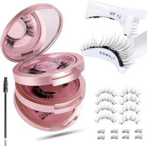 Magnetic False Eyelashes with Applicator, 4 Pairs Magnetic Eye Lashes No Glue or Eyeliner Needed,Reusable False Lashes Natural Look without Eyeliner, Waterproof Eyelashes No Glue Needed