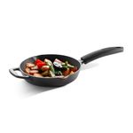 TRAMONTINA Titanex 22 cm Pre-Seasoned Cast Iron Fry Pan, Non-Toxic, Induction Ready, Easy Hold Non-Slip Heat-Resistant Grip, Natural Stone Finish, Superior Heat Retention, Spill-Free Side Spouts