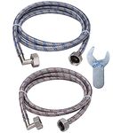 Washing Machine Hoses 6FT 2 Pack with 90 Degree Elbows Burst Proof for Hot and Cold Water Supply Lines, PVC Core With Braided Stainless Washer Hose