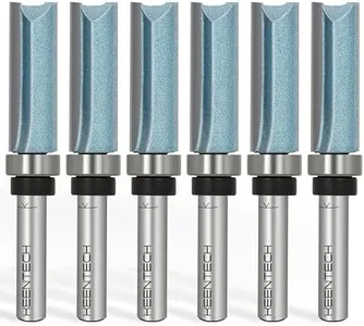 KEENTECH 6PCS Router Bits Set 1/4" Shank, Flush Trim Router Bit, Top Bearing Carbide Tipped Pattern Bit, Template Straight Heavy Duty Woodworking Trimming Cutting Tool, 1/2" Diameter 1-1/2" Depth