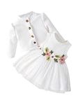 Alvivi Baby Girls Sleeveless Floral Sundress and Cardigan Sets Sunflower Dress with Waffle Coat Spring Outfit White 12-18 Months