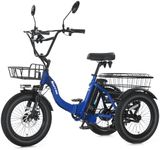 NARRAK Electric Tricycle for Adults,Fat Tire Folding Electric Trike,3 Wheels Electric Bicycle Bikes, Peak 700W/1100W Step-Thru Etrike with Removable Battery and Large Basket (Blue, Classic Model)