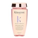 Kérastase Gloss Absolu Bain Hydra-Glaze Shampoo, Illuminating Anti-Frizz Cleanser With Glycolic & Hyaluronic Acids Plus Wild Rose 250ml, For Dull Hair