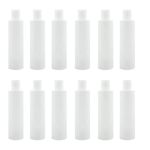 Empty plastic Bottle white disc top cap and inner plug for Leak Proof small For shampoo hand wash Multi-Purpose 200ml- (Pack of 12)