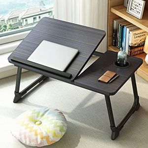 Laptop Desk for Bed, Adjustable Laptop Stand with 5 Adjustable Angles, Portable Lap Tray Table with Cup Holder, Laptop Bed Desk Tray for Eating Working Writing Reading