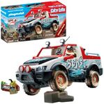 Playmobil Rally Car Toy Playset - 74 Piece Bundle Including Stuntman Mini Figure - Movable Axle and Removable Roll Bar to Insert Figure - Complete with Full Tool Box, Map, Camera, Thermos and Gas Can