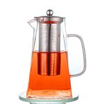 Premiers Pyramid Glass Tea Pot, 1400ml, Heat-Resistant Glassware, Food-Grade Stainless Steel, Removable Infuser with Lid, Brew Loose Leaf Teas and Infusions, Ideal for 8 Cups of Tea