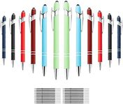 12 Pack Ballpoint Pen with Stylus Tip,Capacitive Stylus Pens, 2 In 1 Rubberized Soft Touch | Pastel Colors | Ballpoint Pen with 20 Refills, a Variety of Color Pens