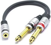 3.5 to 2x 6.35 Jack Vitalco Audio Adapter 3.5mm Female to twin 6.35mm Male Y splitter Cable adaptor 1/8" Stereo to Double 1/4" Mono