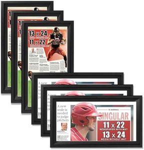JupDec 11 × 22 Up to 13 × 24 Newspaper Frame, Premium Wood Display Case with Acrylic Panel, Wall Mount or Tabletop Stand, Perfect for Home & Office Decor, Ideal Gift for Collector, 6 Pack, Black