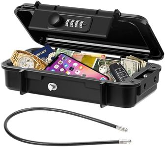 TEUEN Portable Safe Box, Waterproof Anti-Theft Beach Travel Safe Box Combination Security Lockbox with Removable Wire Rope Portable Lock Box for Dorm, Hotel, Home, Office, Car