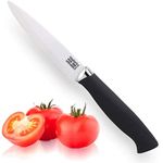 Taylors Eye Witness Ceramic Blade Paring Knife with Sheath 4 Inch/10 cm. White Zirconia Ceramic Blade with Black Soft Grip Handle. Corrosion/Rust Resistant. Stays Sharp far Longer Than Steel.