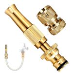 Pivalo Brass Nozzle Water Spray Gun Adjustable Twist Jet Hose Powerful Pressure Booster Washer Multipurpose for Gardening & Washing Care Bike - 1 Pc