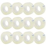 12 Rolls Transparent Tape Refills, Clear Tape, All-Purpose Transparent Glossy Tape for Office, Home, School