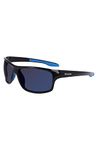 Columbia Men's Sunglasses C559SP BURR - Shiny Black & Blue/Blue Mirror with Blue Mirror Lens