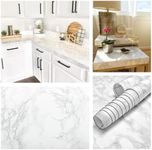 EZ FAUX DECOR Marble Countertop Vinyl Paper Granite White Gray Roll Peel and Sick Vinyl Self Adhesive 36" x 120" Thick Wallpaper to Upgrade, Update, and Renovate Kitchen Countertop