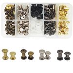 240 Pcs(80 Set) Chicago Screws, M5x6/8mm Binding Screw Leather Rivets Kit, Flat Cross Head Metal Rivets, Replacement Repair Kit, Craft Collar Purse Belt Handbags(4 Color)