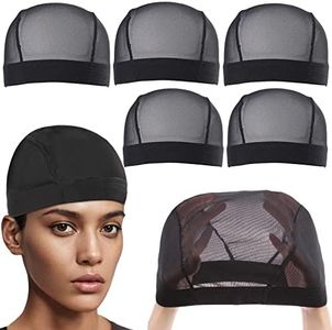 Leeven 5 Pcs/lot Black Wig Caps For Women Breathable Nylon Wig Caps for Making Wigs Stretchable Net Mesh Dome Wig Cap 20.5"-22"