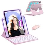 AnMengXinLing Vertical Case for iPad Air 6th 11inch 2024/Air 5th/4th Gen Keyboard with Mouse, for iPad Air 11-Inch M2 (2024) Case with Keyboard Mouse Combo, Pink