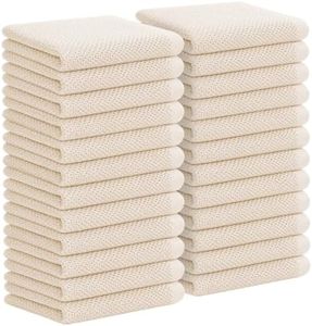 Mordimy 100% Cotton Waffle Weave Kitchen Towels 24-Pack, Beige