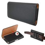 XL Large Black Leather Case Holster Cover Side Pouch with Belt Clip & Belt Loop + AIS cell phone Microfiber Cleaning Cloth for LG G3 Vigor (fits the Phone + hybrid / protective cover / silicone skin case) (By All_Instore)