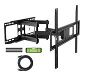 Lions head Premium TV Wall Mount Bracket Dual Articulating Arms Rotation for Most LED, LCD, OLED TVs, Holds up to 40kg, wide cable manger & spirit level with Hdmi cable (37inch to 70 inch)