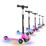 BELEEV A6 Kids Scooter with Light-Up Wheels & Deck, 3 Wheel Scooters for Girls Boys Ages 3-8, 4 Adjustable Height, Lean to Steer, Non-Slip Deck, Toddler Scooter for Children