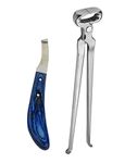 Equinez Tools Hoof Nipper 15" and Farrier Hoof Knives Right Handed Razor Edge Sharped Stainless Steel with Blue Handle