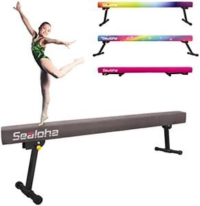 Sealoha 8ft Ultrasimple Adjustable&Foldable Balance Beam,High-Low Floor Beam Suede Gymnastics Equipment, Gymnastics Beam for Training&Professional HomeTraining (Gym Beam, Grey, 8ft)
