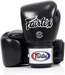 Fairtex BGV1BR Muay Thai Boxing Breathable Gloves for Men, Women, Kids | MMA Gloves, Kickboxing, Gym, Workout | Premium Quality, Light Weight & Shock Absorbent 12 oz Boxing Gloves-Black