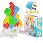 Hodlvant 48 PCS Balance Game for Kids & Adults, Tower Stacking Building Blocks Early Educational Game Montessori Toy, Swing Stack Balance Toys for Family, Team and Party Games