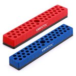 EMENTOL 2PCS 1/4" Magnetic Bits Holder Set - Red and Blue, 86PCS Hole, Bit Organizer with Strong Magnetic, Magnetic Bits Organizer, 2 Pieces