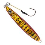 Calissa Offshore Tackle Vertical Knife Jig 80g 150g 250g 300LBS Assist Hooks 3/0 Butterfly - Fall Side Knife Speed Lure Slow Fast Pitch Flat Glow Color Painted on Both Sides (Red Crab, 150g)