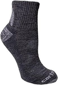Carhartt Women's Midweight Merino Wool Blend Quarter Sock, Carbon Heather, Medium