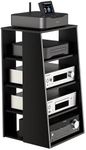 Grufle Media Storage Cabinet, Audio Video Media Stand Cabinet with 4 Shelves, Modern AV Cabinet, Storage for Entertainment Stereo Component, Modern TV Cabinet for Living Room