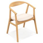 COSTWAY Bamboo Accent Chair, Single Padded Seat Lounge Armchair, Leisure Comfy Occasional Reading Armchair Side Dining Chairs for Living Room, Bedroom and Office, Natural (1)