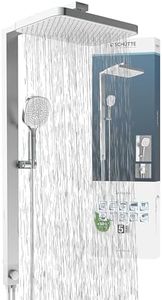 SCHÜTTE 60685 LA PALMA Duschsystem mit Regendusche und Duschsäule, 36x24 cm Edelstahl Duschkopf, Duschset ohne Duscharmatur, Duschstange mit Hand- und Kopfbrause, Chrom