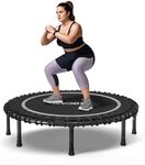 BCAN 48" Foldable Mini Trampoline, Silent Bungee Cord, Stable & Quiet Exercise Rebounder for Kids Adults Indoor/Garden Workout Max 550LBS - Silver