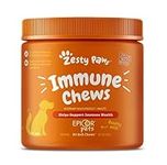 Dog Immune Chews - Dog Supplements for Immune Support & Gut Health Formulated with Salmon Oil and Omega 3 for Itchy Skin Relief, Peanut Butter Flavor 90 Count Zesty Paws