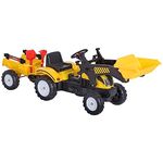 Aosom Front Loader Excavator Ride On Toy Kids Pretend Play Digger Tractor Construction Truck Pedal Control W/ 6 Wheels Controllable Bucket for 3-6 Years Old