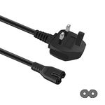 AC Power Cable Fig 8, BOLWEO C7 Mains Power Cord Lead UK Plug for Sony PS2 PS3 PS4 (Slim Edition),Surface Pro 2/3/4/5 Tablet【2M】