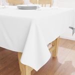 Encasa Table Cloth Size 140x304 cm | Cotton Canvas Fabric | White Solid Color | Dining Tablecloth For Decoration - Machine Washable