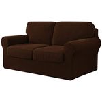 CHUN YI 5 Pieces Stretch Sofa Cover 2 Seater with Two Separate Cushions and Backrests Stylish Jacquard Spandex Fabric Sofa Slipcover for Living Room Furniture Protector(2 Seater，Chocolate