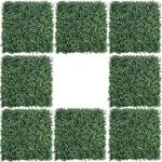 kdgarden 8PCS 20"x20" Artificial Boxwood Panels Topiary Hedge Plant UV Protected Faux Grass Wall Greenery Mats for Outdoor Garden Fence Backyard and Indoor Home Wedding Decoration, Dark Green