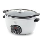 GreenLife Cook Duo Healthy Ceramic Nonstick 6QT Slow Cooker, PFAS-Free, Digital Timer, Dishwasher Safe Parts, White