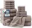 Bath Towel Sets - 100% Cotton Towels for Bathroom, Luxury Hotel Towels, Zero Twist, Quick Dry Shower Towels, Super Aborbent Bath Towels, 6 Hand Towels, 6 Wash Cloths - Platinum (18 Pack)